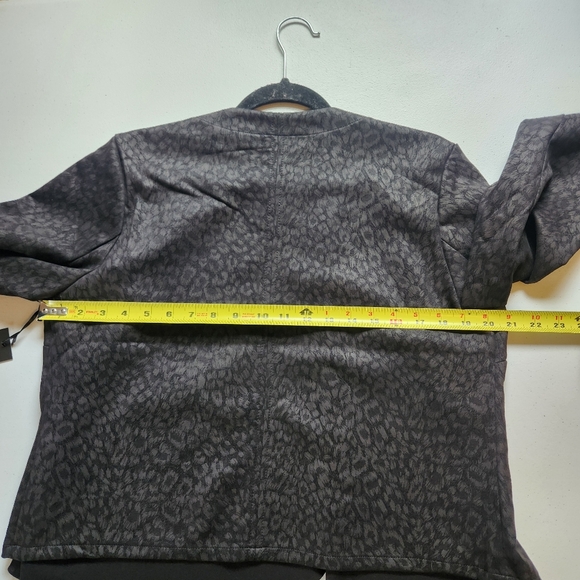 CHALC Black Gray Animal Print Open Front Draped Stretch Blazer Jacket Size XL - Picture 9 of 10